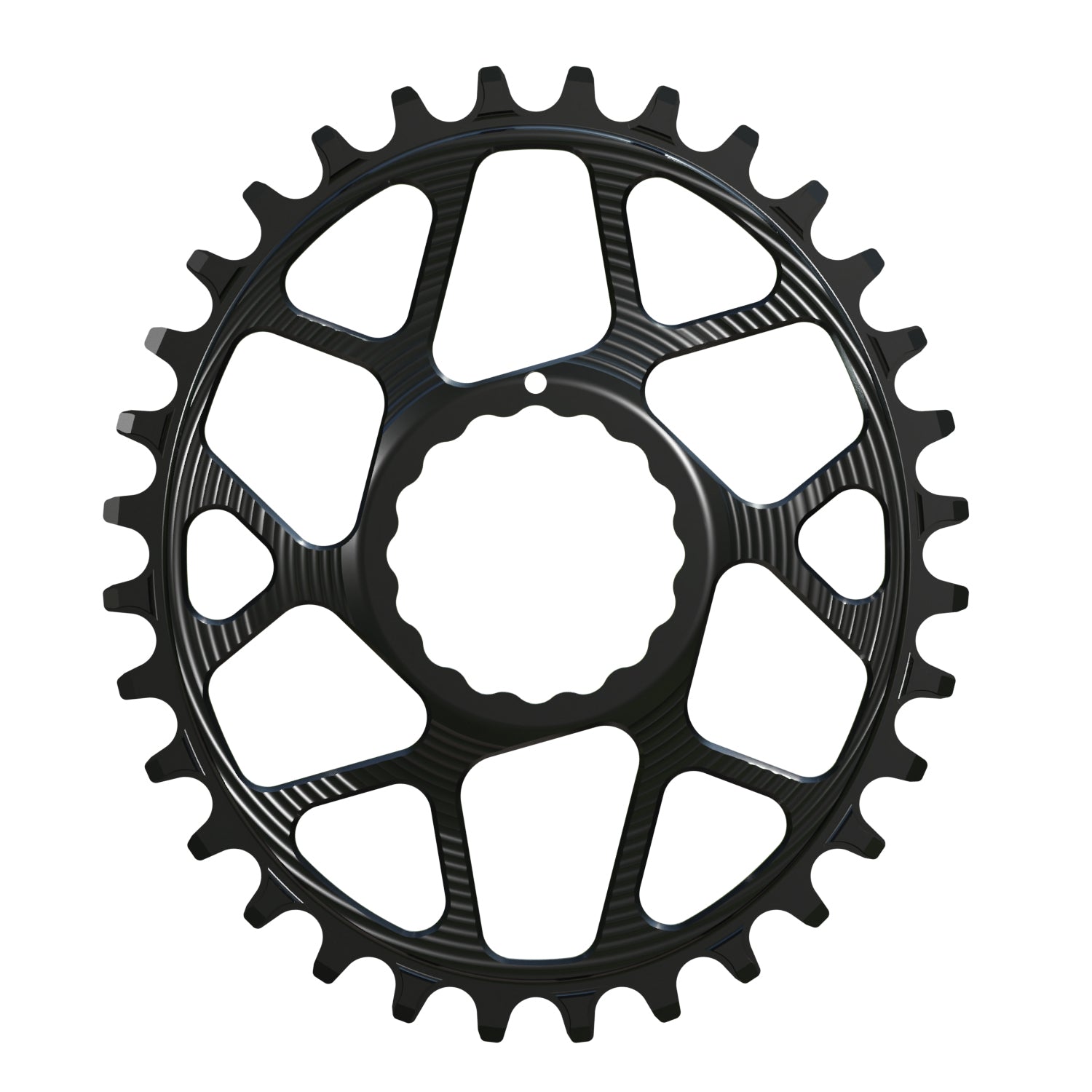Black Raceface Cinch Narrow Wide Chainring with 3mm boost offset designed for direct mount on a bicycle crankset.