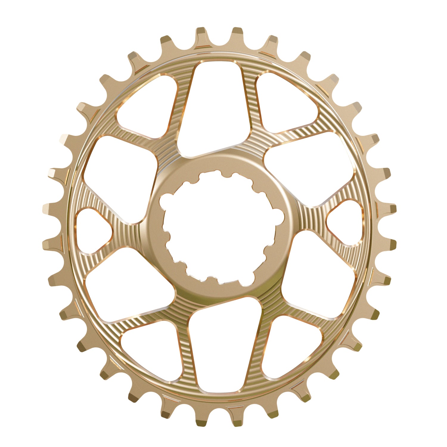 Copper Oval Works Components Narrow Wide Chainring to fit SRAM with a 3mm Offset.