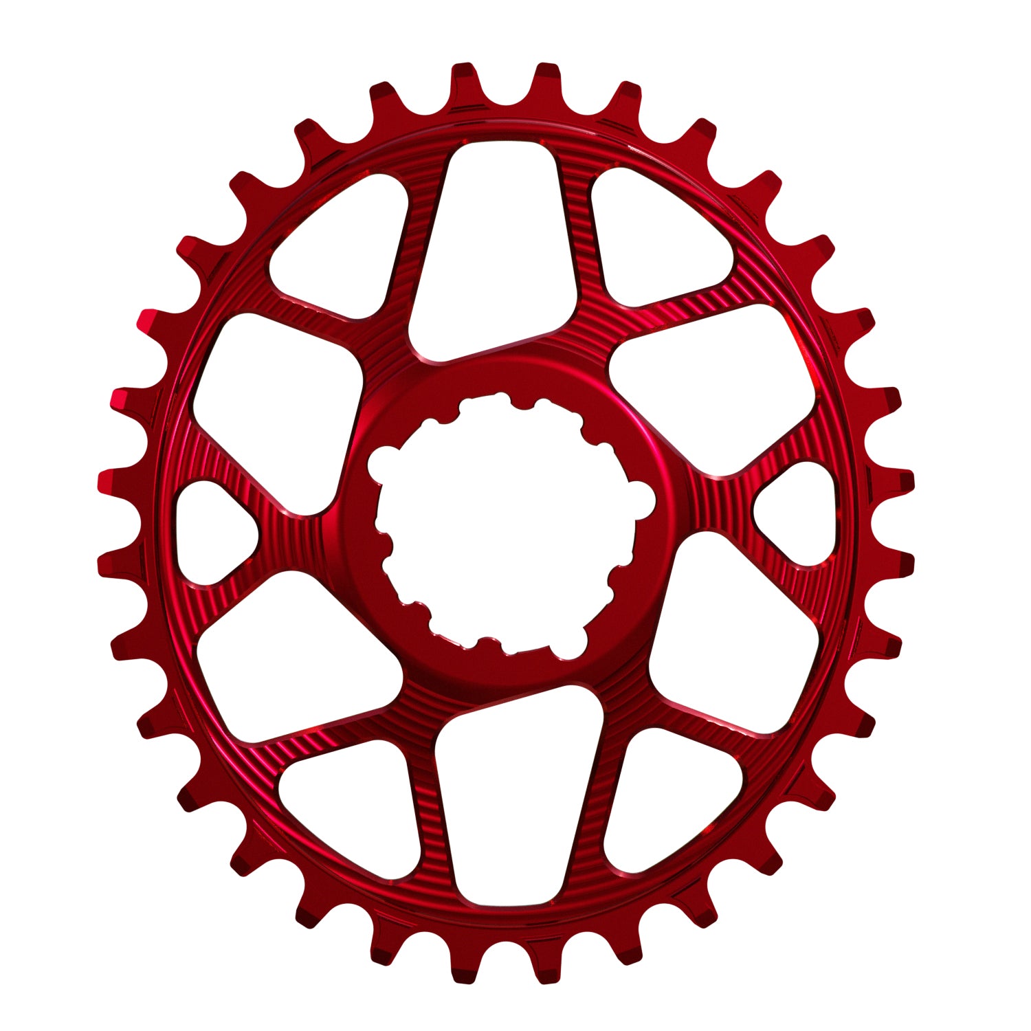 Red Oval Works Components Narrow Wide Chainring to fit SRAM with a 3mm Offset.