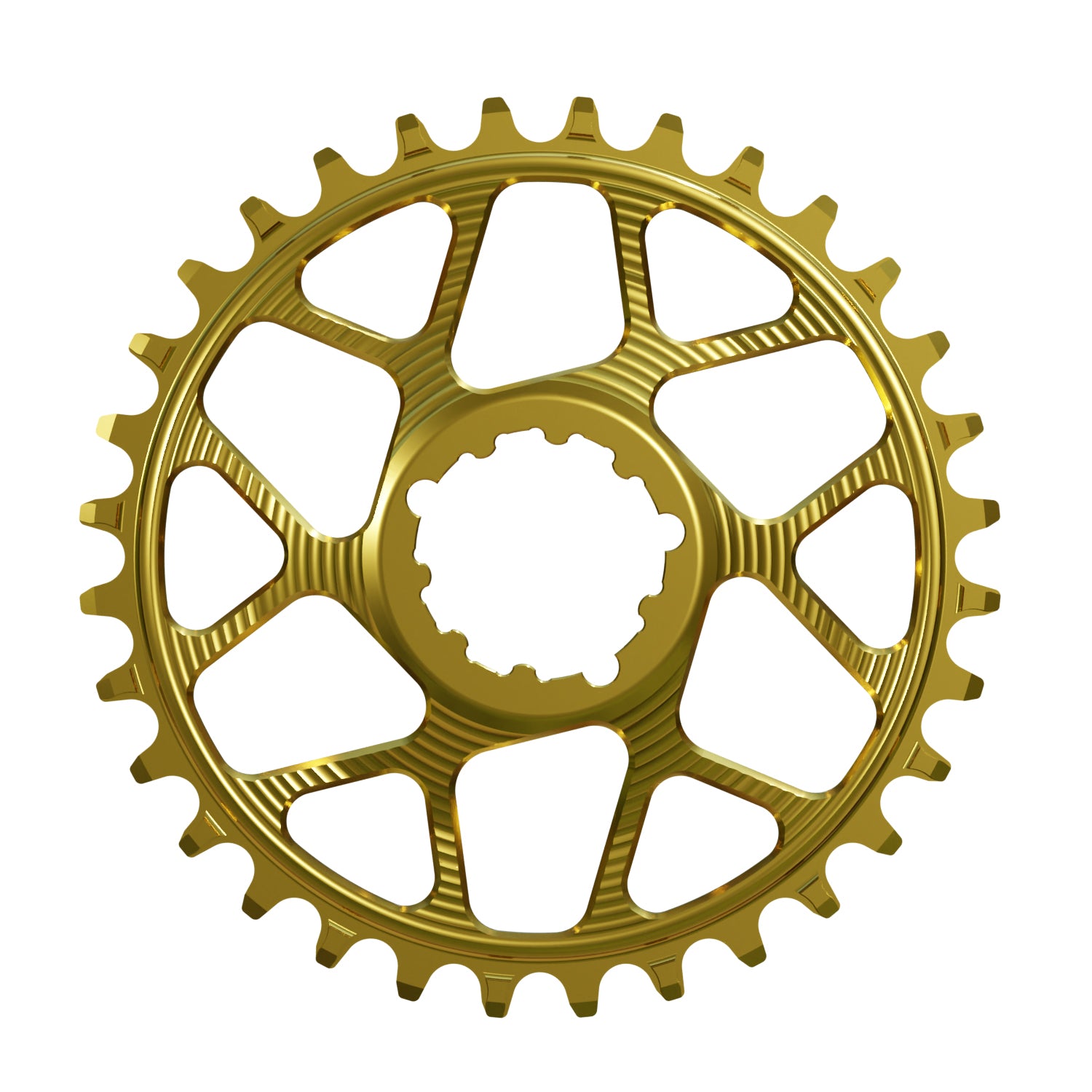 Gold Works Components Narrow Wide Chainring to fit SRAM with a 3mm Offset.
