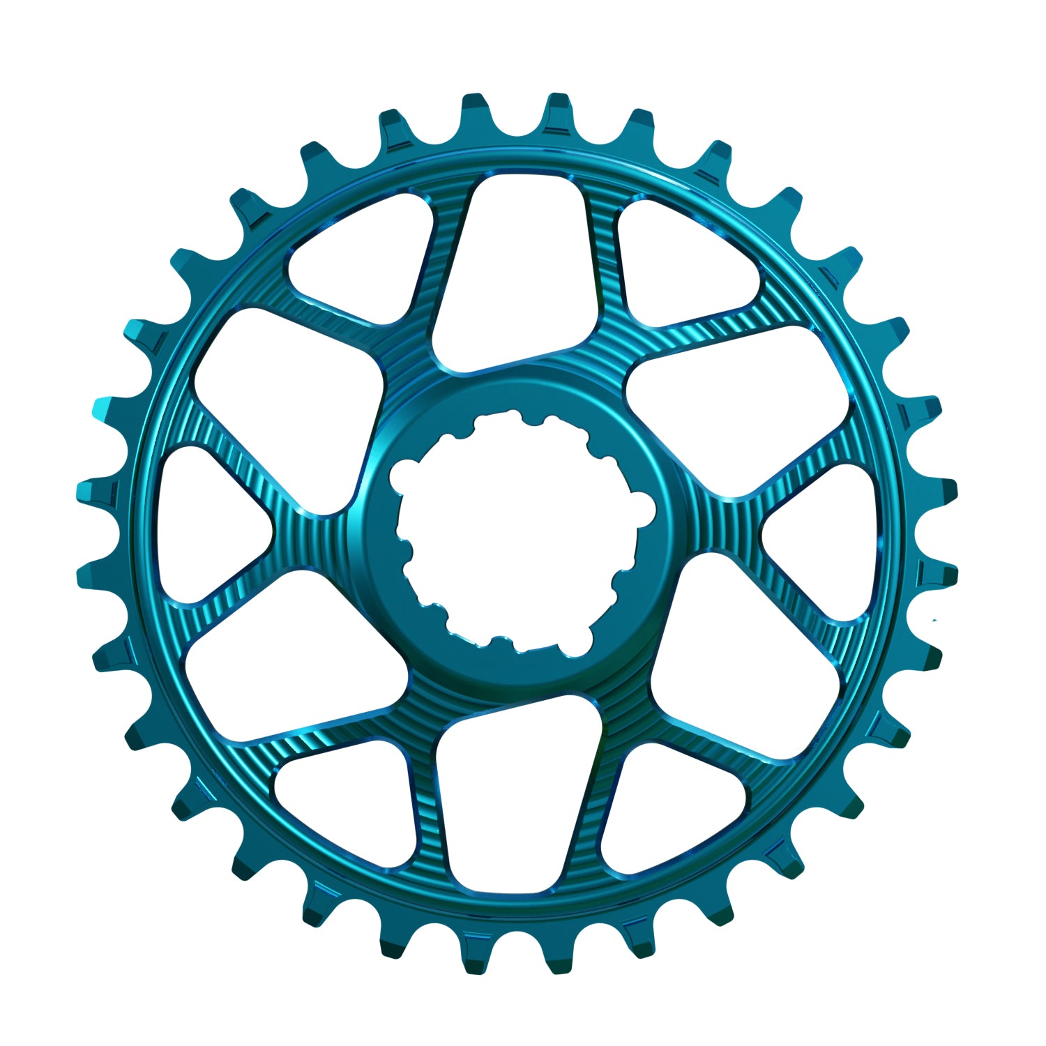 Turquoise Works Components Narrow Wide Chainring to fit SRAM with a 3mm Offset.