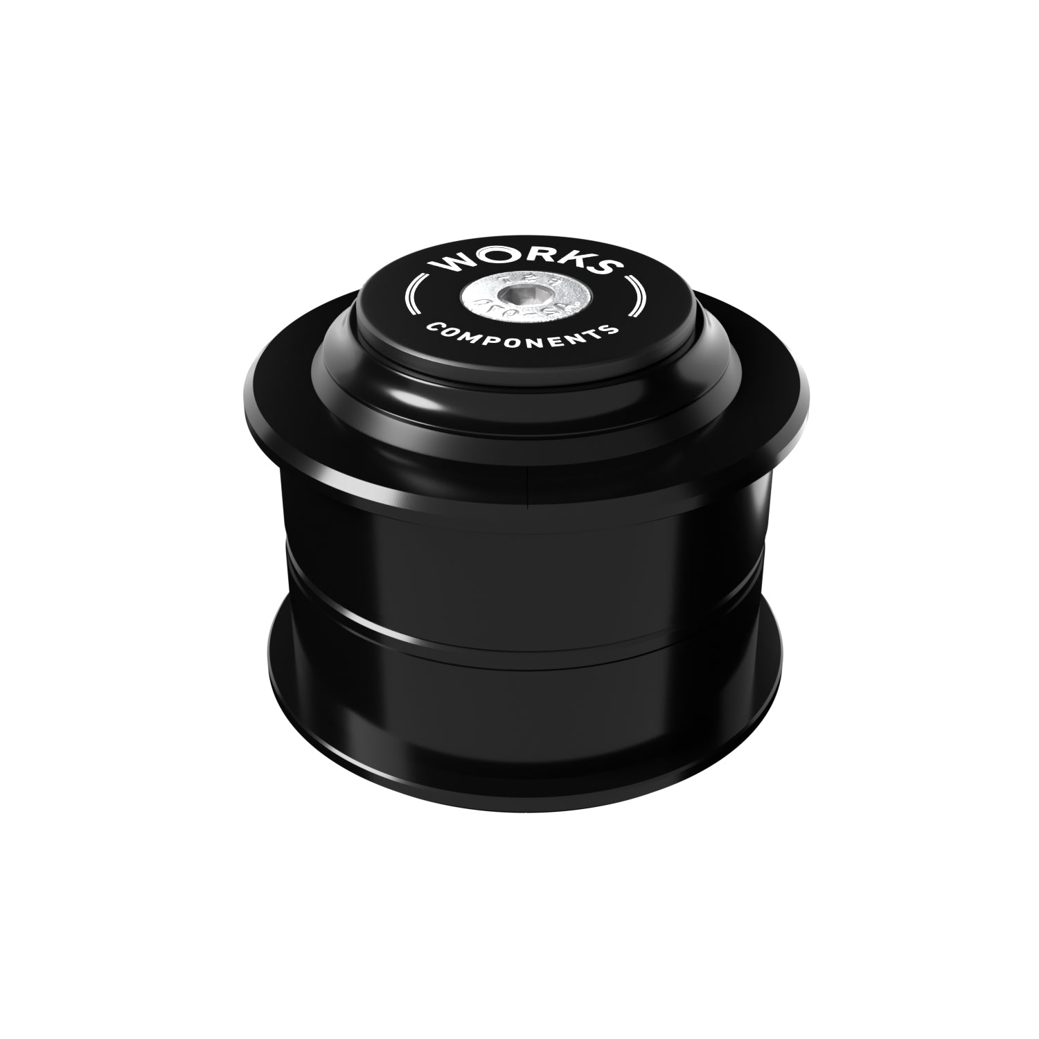 Black Reach Adjust ZS49-ZS49 headset for bicycles, showing the side profile with the upper and lower headset cups and the star nut visible.