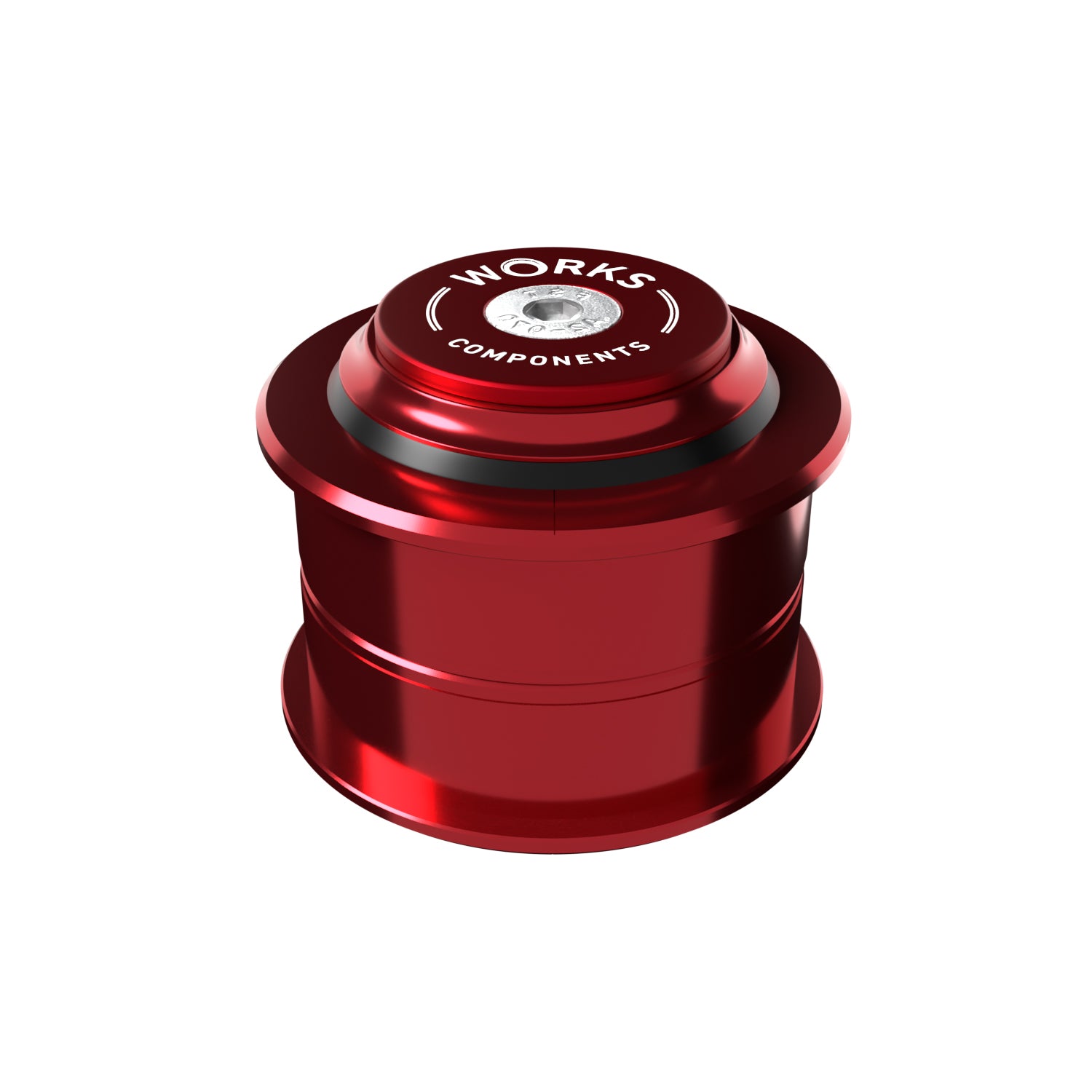 Red Reach Adjust ZS49-ZS49 headset for bicycles, showing the side profile with the upper and lower headset cups and the star nut visible.