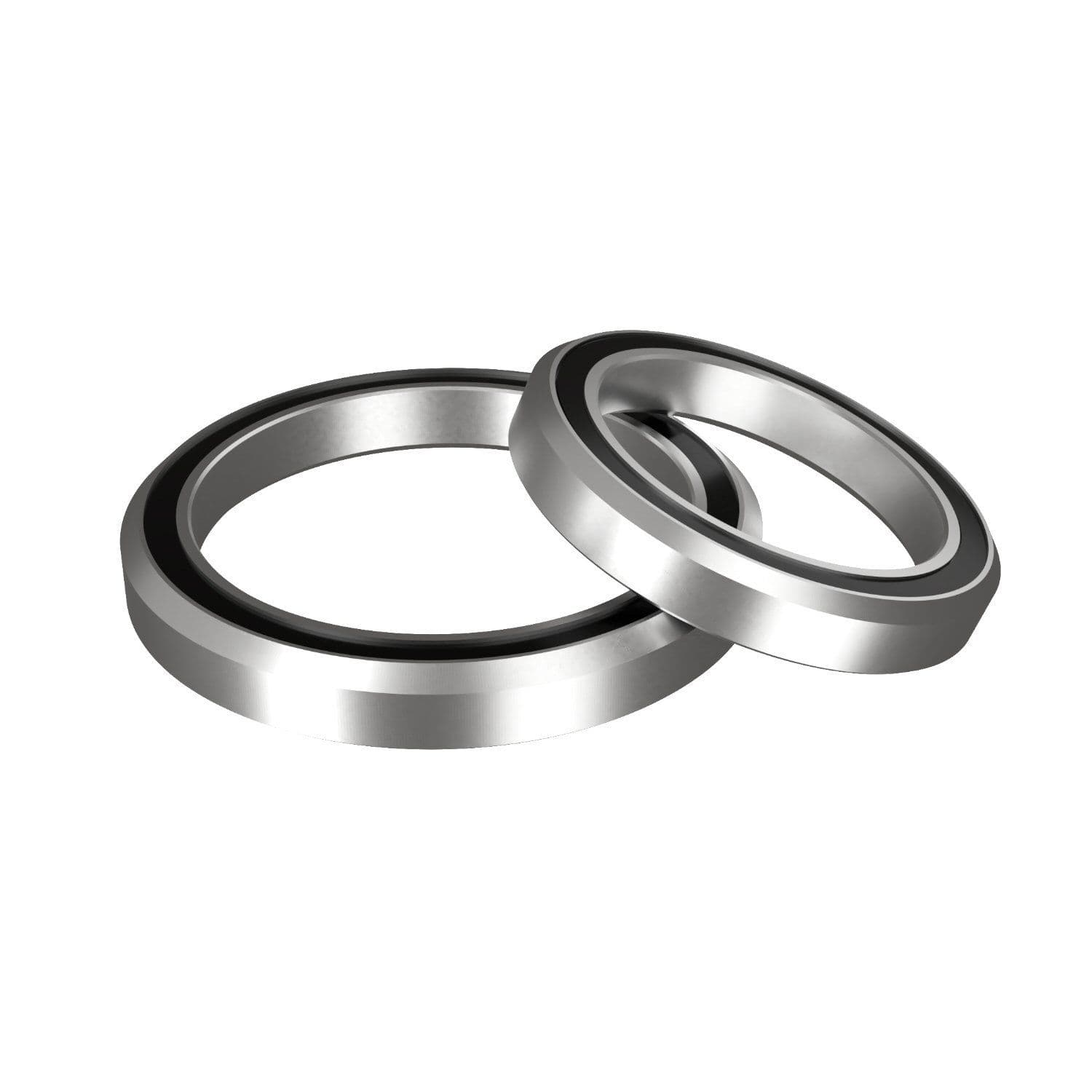 One 1.5" bearing and one 1 1/8" bearing in silver with a Black Seal.