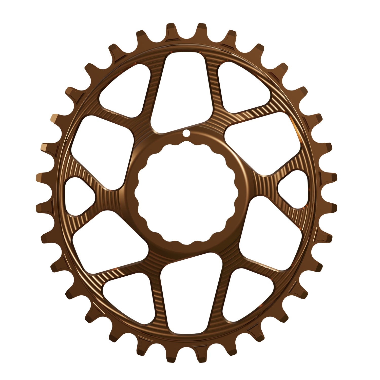 Bronze Raceface Cinch Narrow Wide Chainring with 3mm boost offset designed for direct mount on a bicycle crankset.