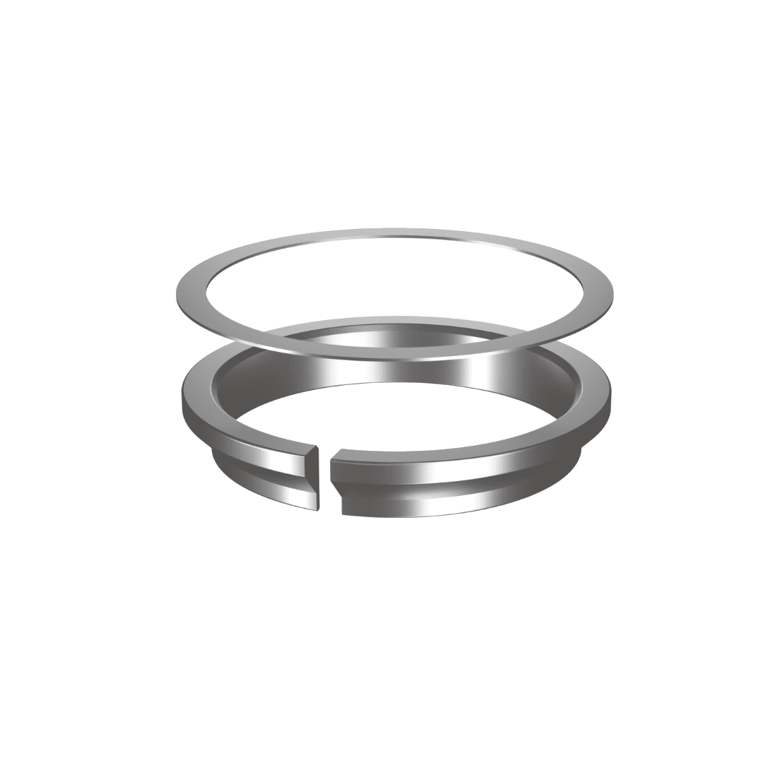 Silver compression ring with a 0.25mm silver spacer for Works Components angle and reach adjust headsets.