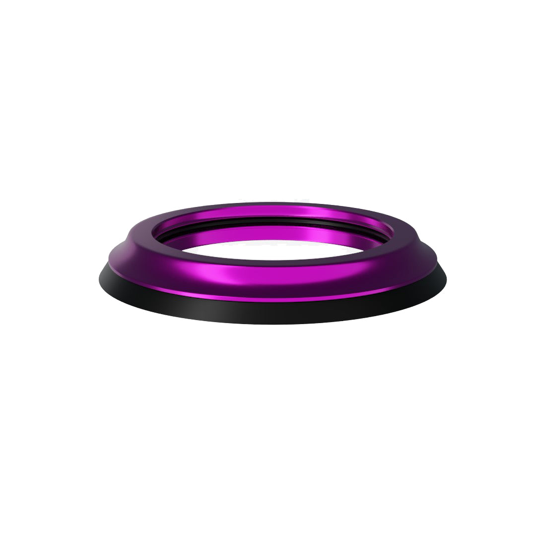 A upper bearing cover in shiny anodised purple with a black seal designed to work with all our angle and reach headsets.